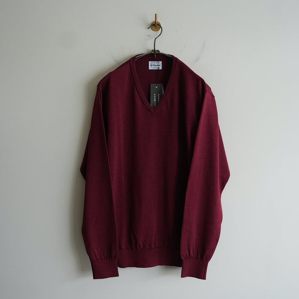 Yonetomi NEW BASIC WASHABLE V-NECK SWEATER WINE