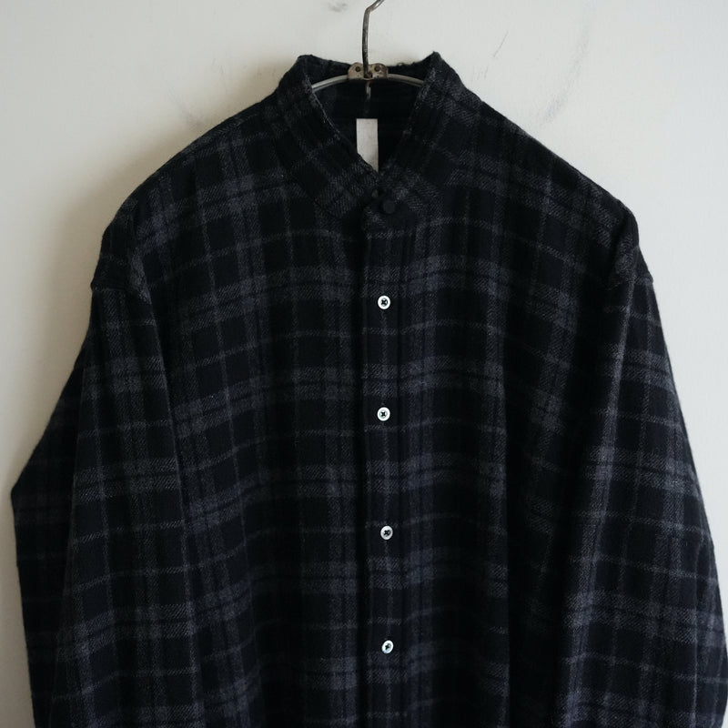 AMC WOOL FLANNEL STAND COLLAR SHIRT "LOU"