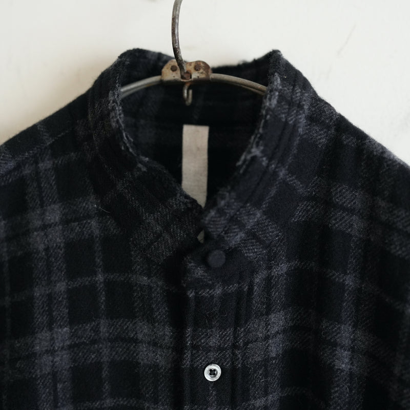 AMC WOOL FLANNEL STAND COLLAR SHIRT "LOU"