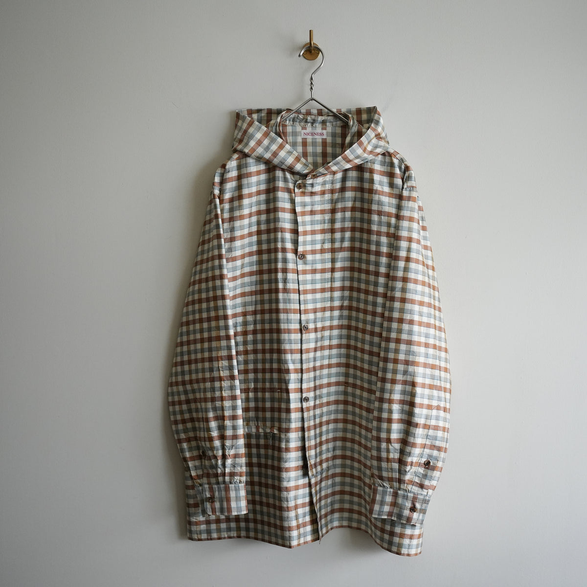 NICENESS SILK CHECK TAFFETA SHELL PARKA "LEVENE"