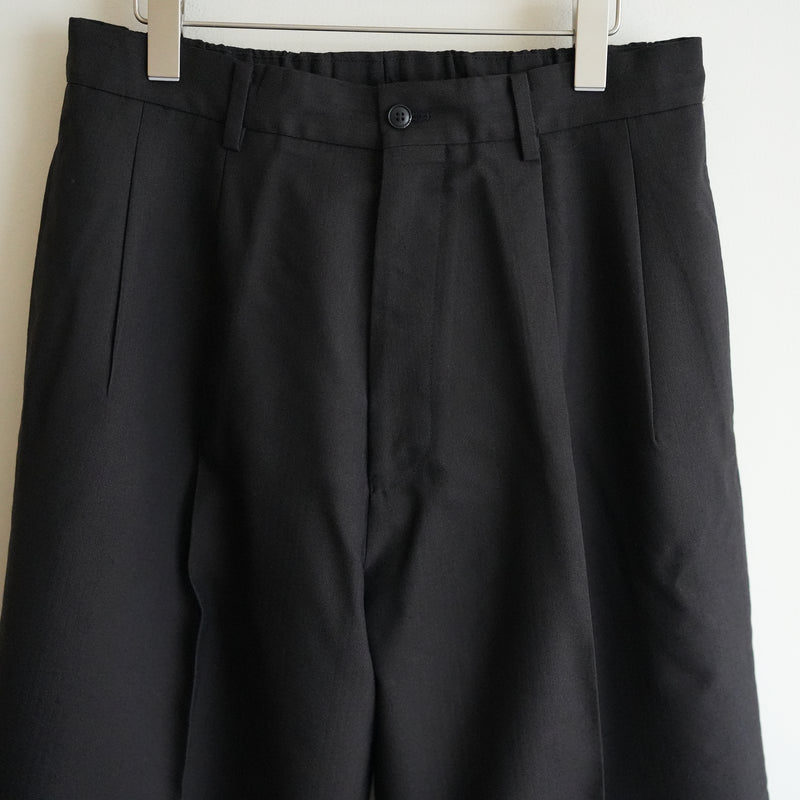 YOKO SAKAMOTO WOOL HERRINGBONE CLASSIC WIDE TROUSERS