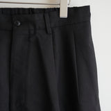 YOKO SAKAMOTO WOOL HERRINGBONE CLASSIC WIDE TROUSERS