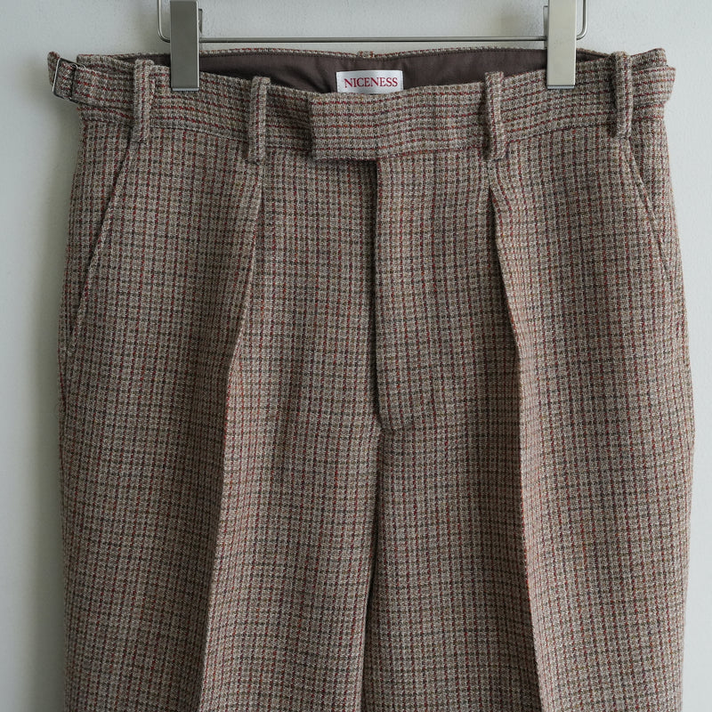 NICENESS SHETLAND CHECK HUNTING TROUSER "ARGENT"