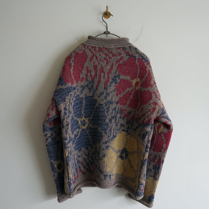 NICENESS SUVIN MELANG WOOL HALF ZIP SWEATER "DERAIN"