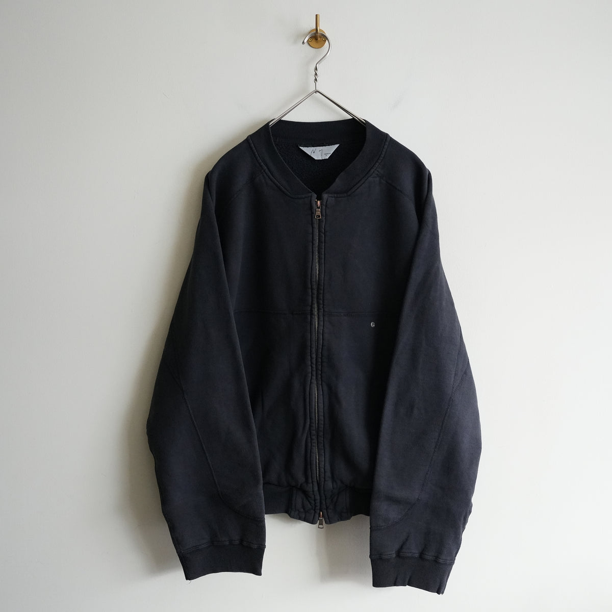 ANCELLM FLEECE-LINED SWEAT VARSITY SHIRT -BLACK