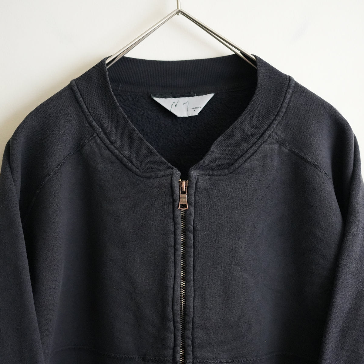 ANCELLM FLEECE-LINED SWEAT VARSITY SHIRT -BLACK