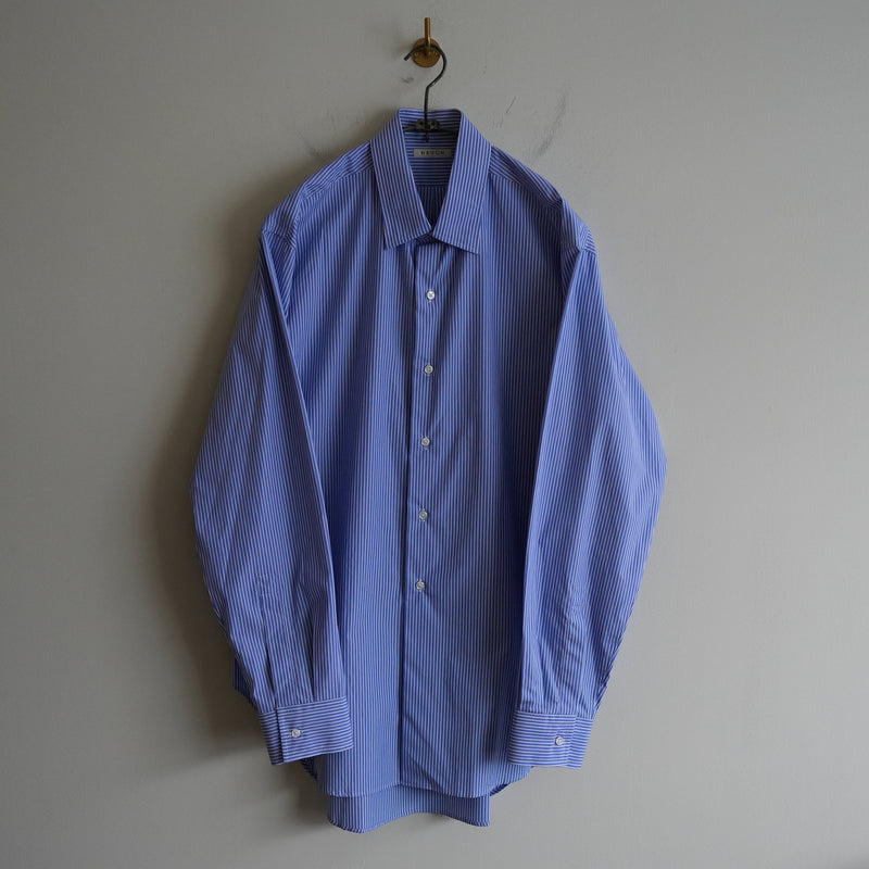 HEUGN "Aran" BLUE STRIPE ONEPIECE COLLAR SHIRT