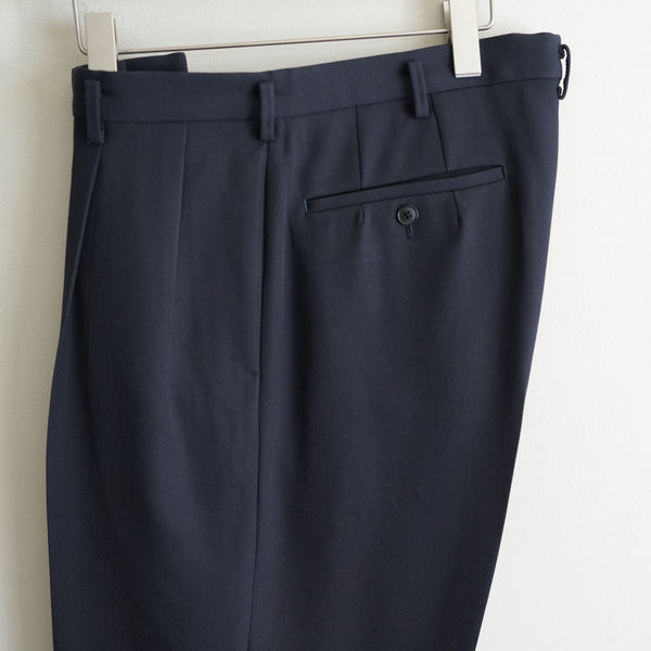 HEUGN EX. "George" NAVY BACK SATIN GABARDINE 2-TUCK TROUSER