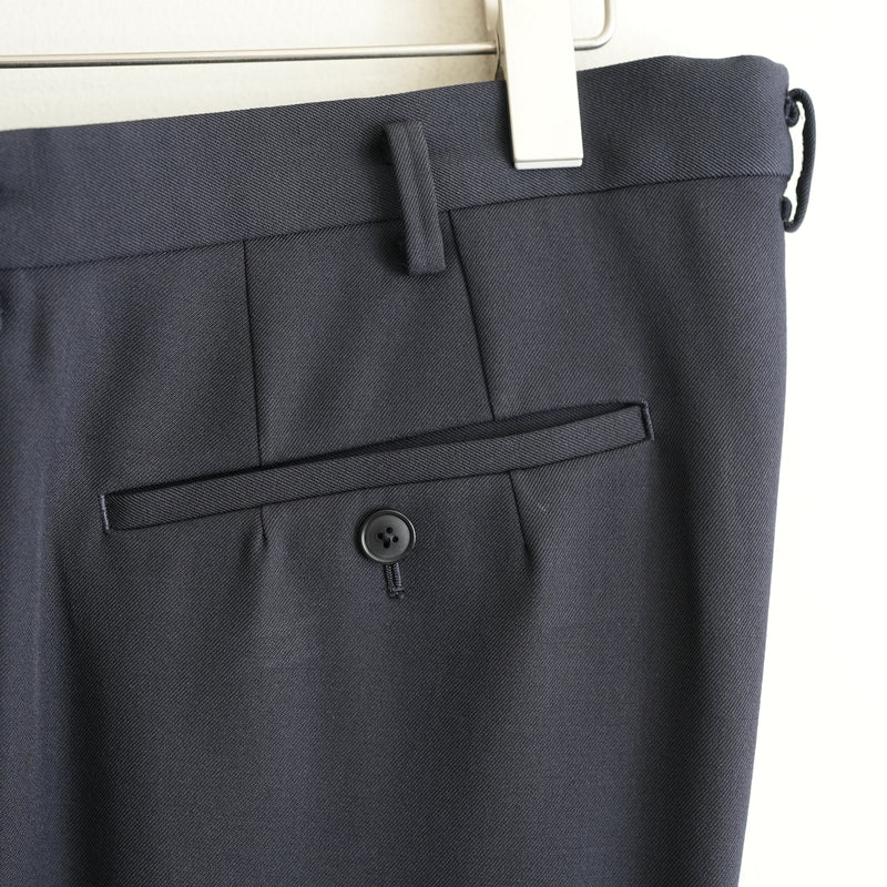 HEUGN EX. "George" NAVY BACK SATIN GABARDINE 2-TUCK TROUSER