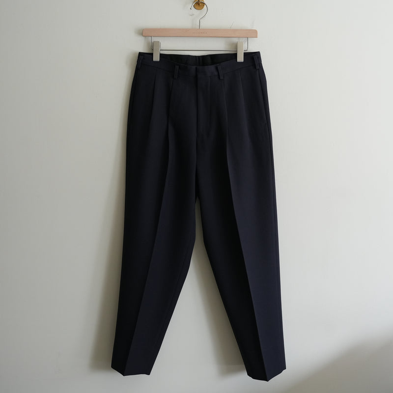 HEUGN EX. "George" NAVY BACK SATIN GABARDINE 2-TUCK TROUSER