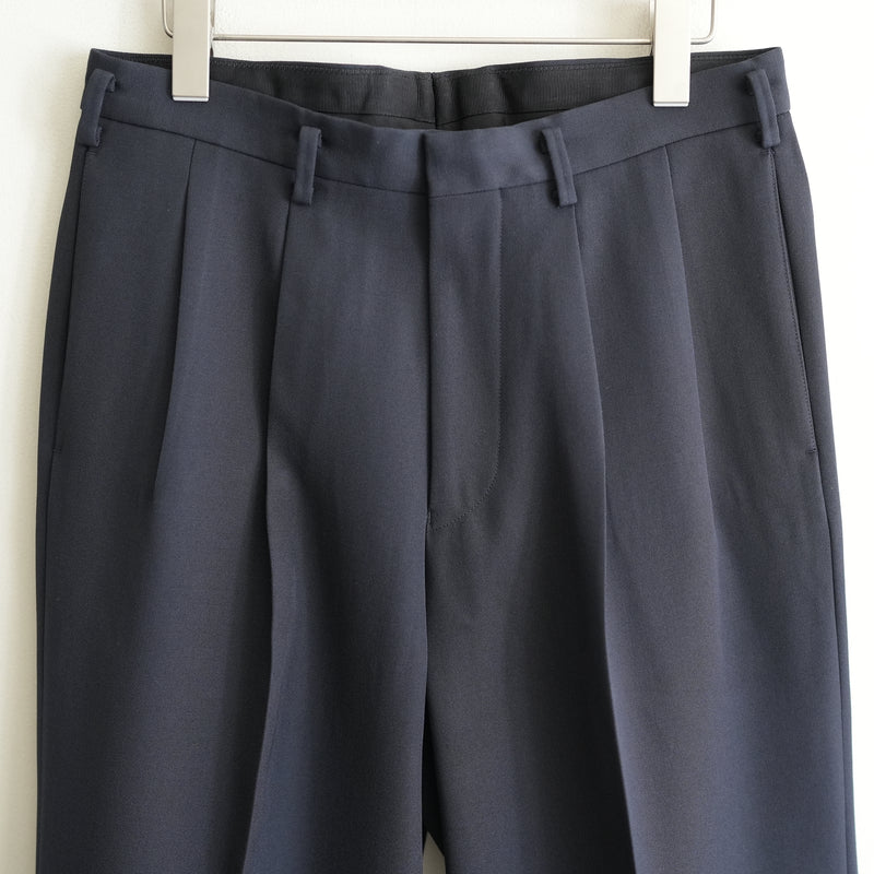 HEUGN EX. "George" NAVY BACK SATIN GABARDINE 2-TUCK TROUSER