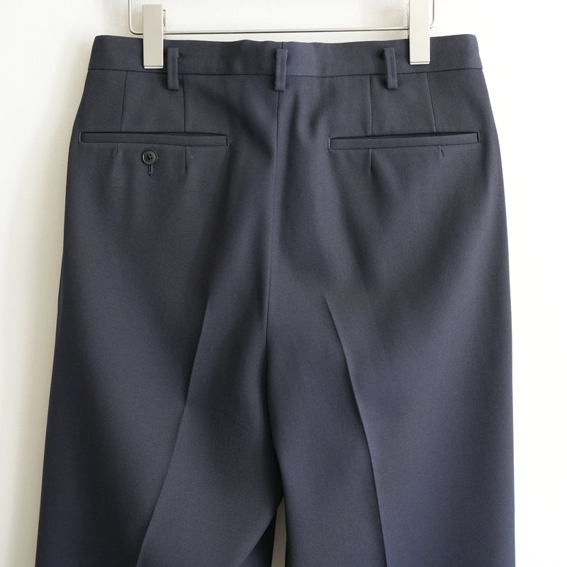 HEUGN EX. "George" NAVY BACK SATIN GABARDINE 2-TUCK TROUSER