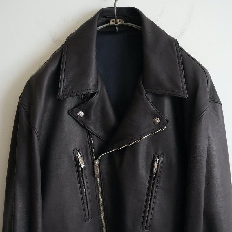 PORTER CLASSIC LAMB LEATHER RIDERS JACKET BROWN