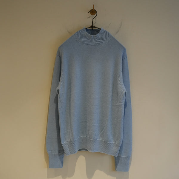 MAATEE&SONS WORSTED CASHMERE MOCK NECK SWEATER BLUE