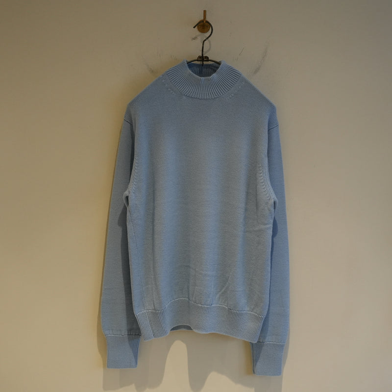 MAATEE&SONS WORSTED CASHMERE MOCK NECK SWEATER BLUE