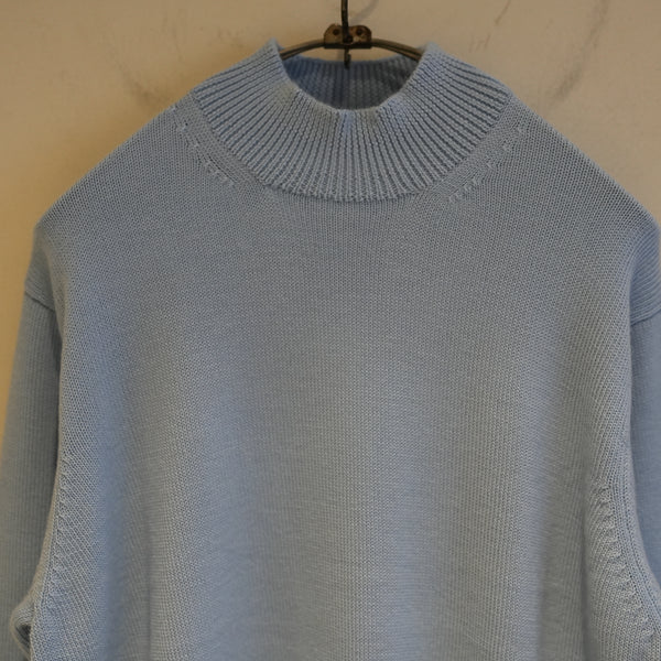 MAATEE&SONS WORSTED CASHMERE MOCK NECK SWEATER BLUE