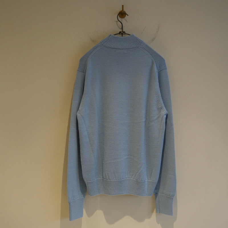 MAATEE&SONS WORSTED CASHMERE MOCK NECK SWEATER BLUE