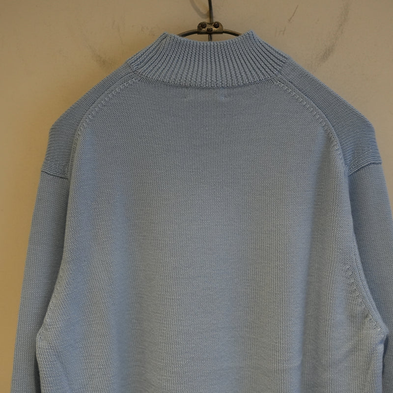 MAATEE&SONS WORSTED CASHMERE MOCK NECK SWEATER BLUE