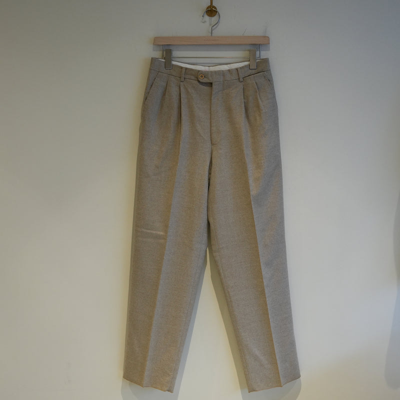 OLD HERMES WOOL FLANNEL 2-TUCK TROUSER