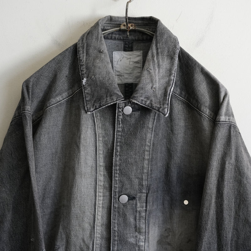 ANCELLM DAMAGE DENIM COVERALL BLACK