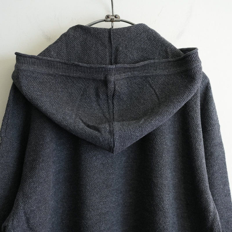 YOUTH OF THE WATER COTTON LINEN SKIPPER HOODIE CHARCOAL