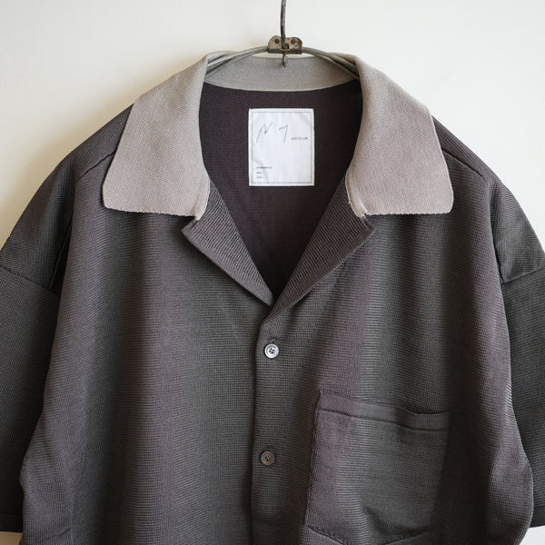 ANCELLM OPEN COLLAR KNIT SS SHIRT CHACOAL