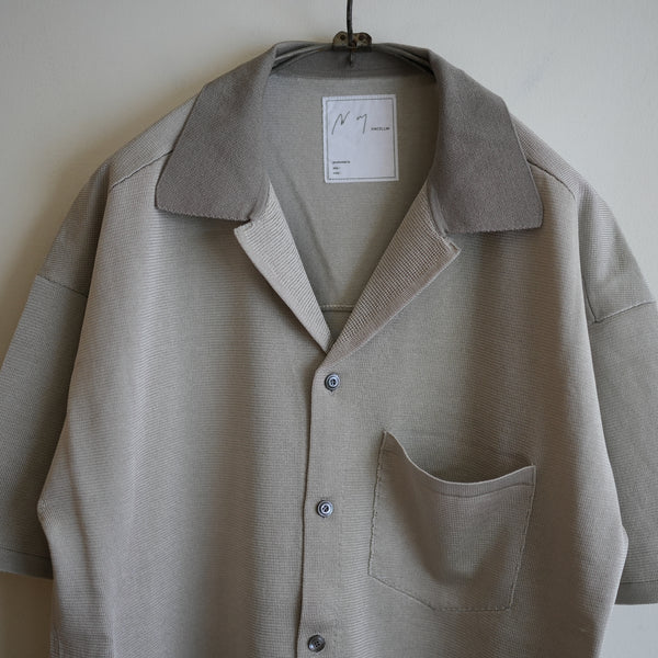 ANCELLM OPEN COLLAR KNIT SS SHIRT GRAY