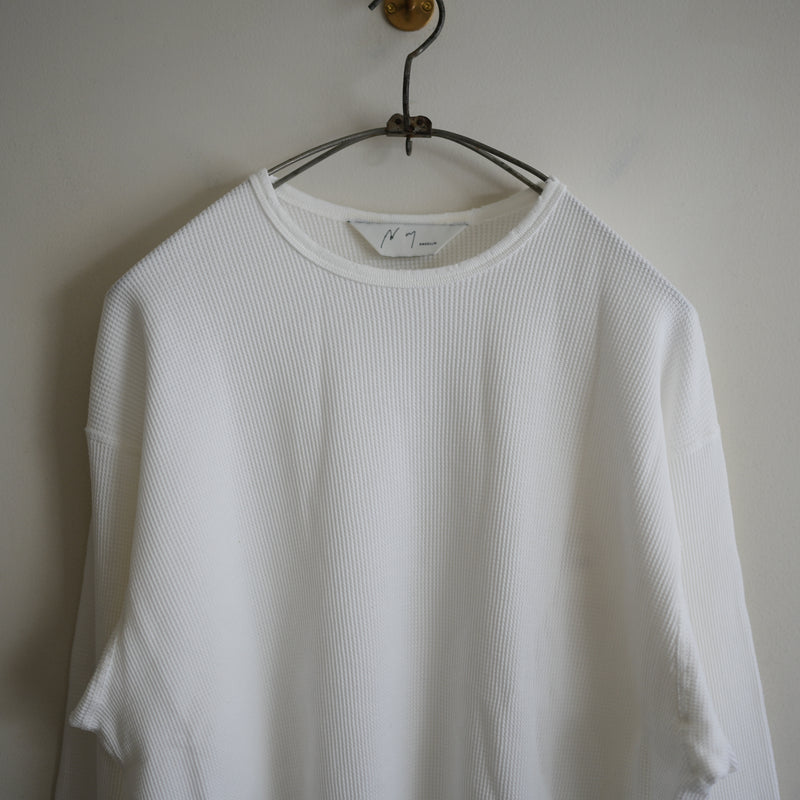 ANCELLM DAMAGE WAFFLE CREW LS  WHITE