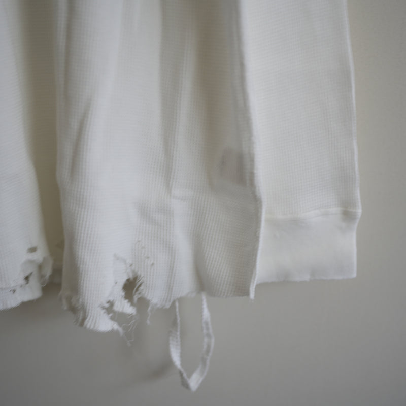ANCELLM DAMAGE WAFFLE CREW LS  WHITE