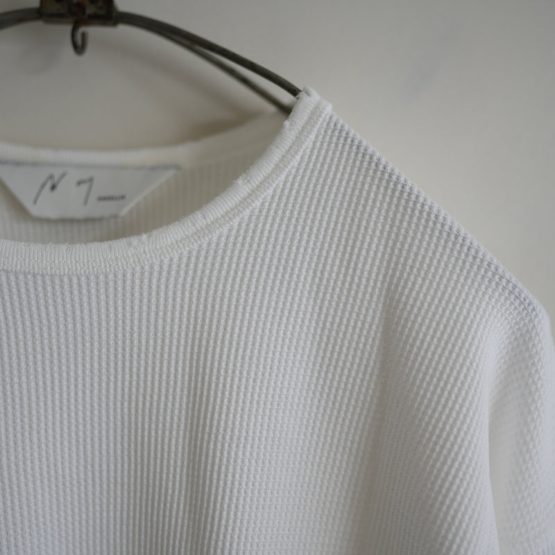 ANCELLM DAMAGE WAFFLE CREW LS  WHITE