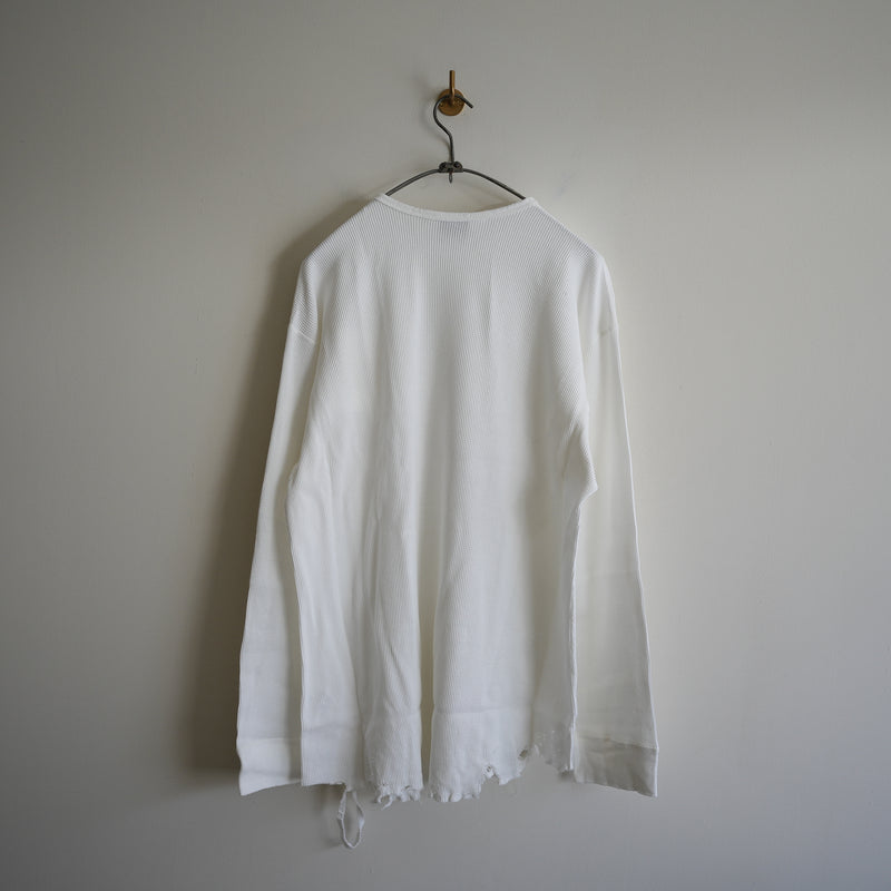 ANCELLM DAMAGE WAFFLE CREW LS  WHITE