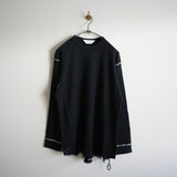 ANCELLM DAMAGE WAFFLE CREW LS  BLK