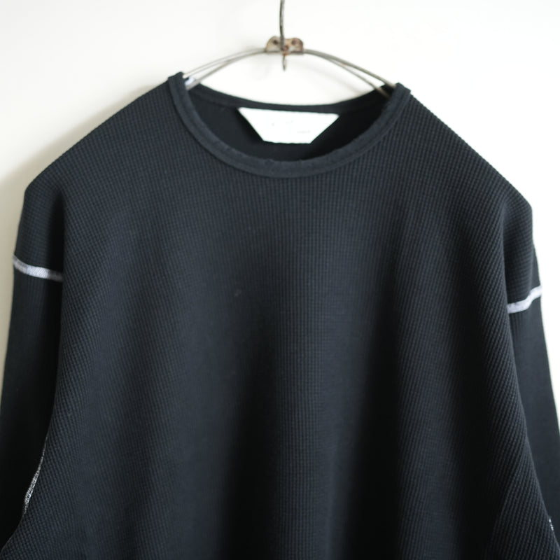 ANCELLM DAMAGE WAFFLE CREW LS  BLK