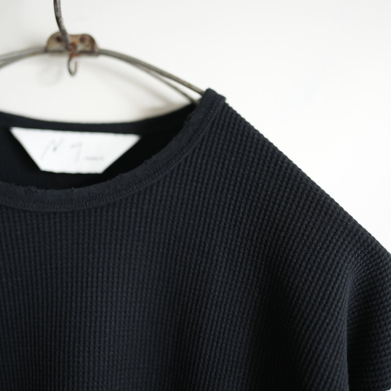 ANCELLM DAMAGE WAFFLE CREW LS  BLK