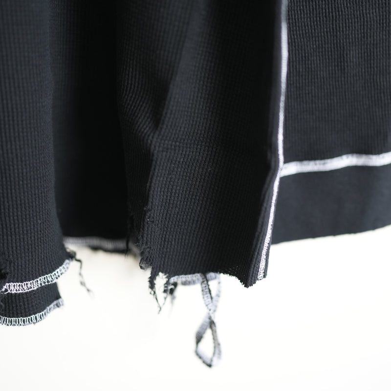 ANCELLM DAMAGE WAFFLE CREW LS  BLK
