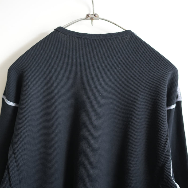 ANCELLM DAMAGE WAFFLE CREW LS  BLK