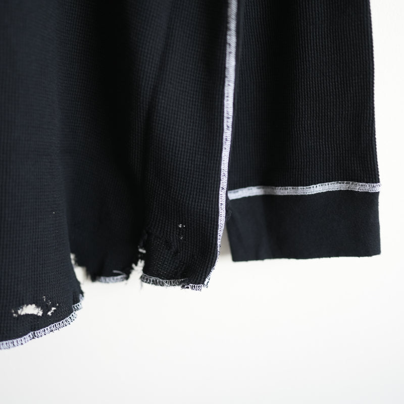 ANCELLM DAMAGE WAFFLE CREW LS  BLK