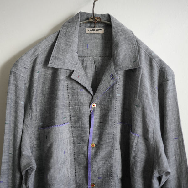 MAATEE&SONS JAMDANI OPEN COLLAR LS SHIRT