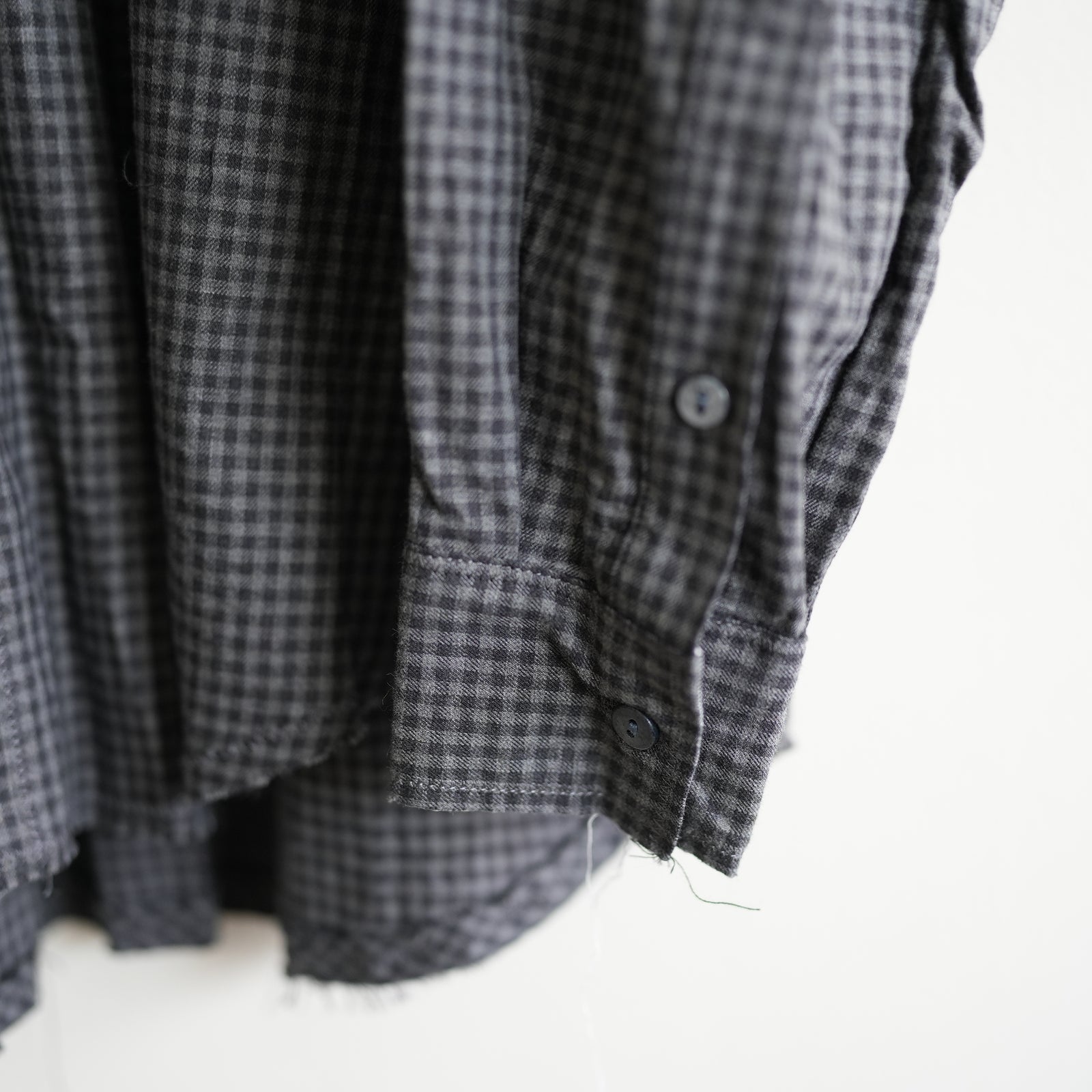 トップス BLACKBIRD Ex Cut Off Collar Shirt Check BLACKBIRD cut off collar shirt check – RASSEMBLE