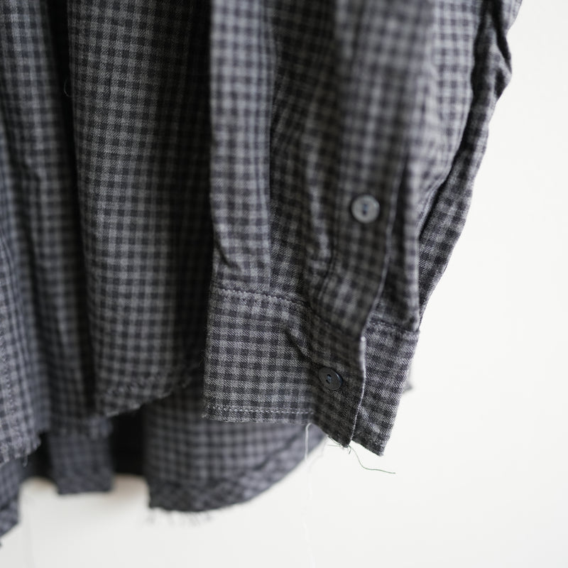 BLACKBIRD cut off collar shirt check
