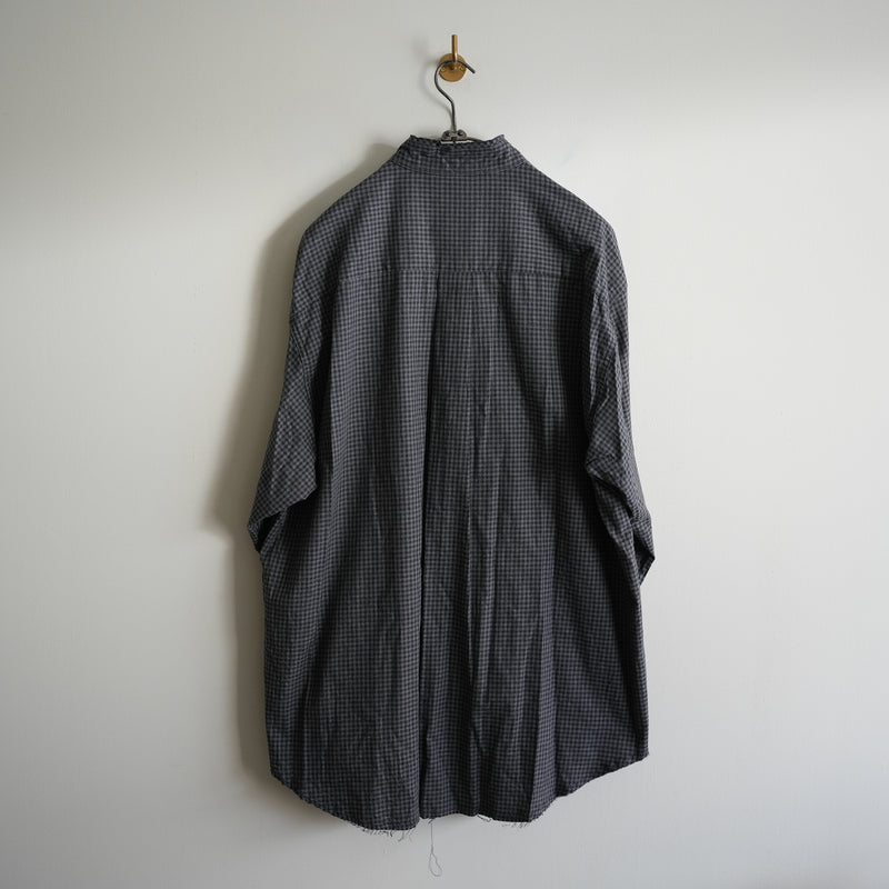 BLACKBIRD cut off collar shirt check