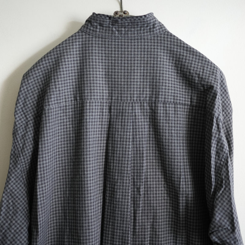 BLACKBIRD cut off collar shirt check