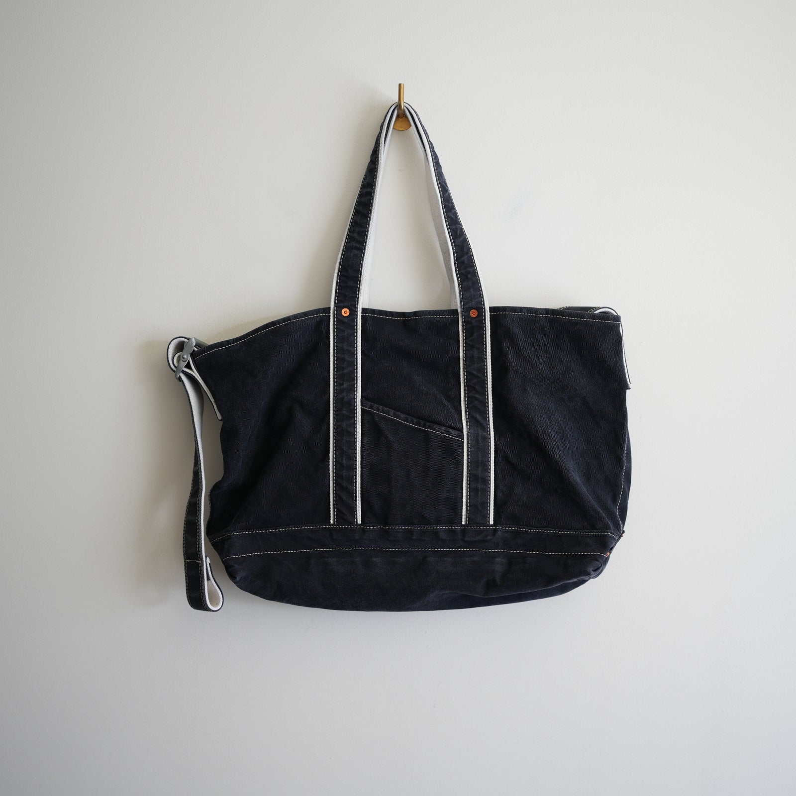 NICENESS AGED EFFECT CANVAS SHOULDER TOTE BAG 