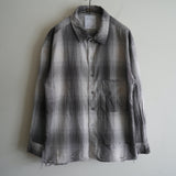 ANCELLM Damaged Flannel Check Shirt Ivory