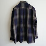 ANCELLM Damaged Flannel Check Shirt Gray