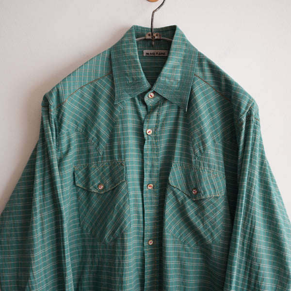MAATEE&SONS KHADI COTTON GUPTA WESTERN SHIRT GREEN