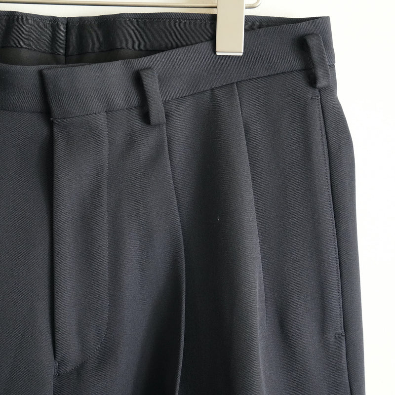 HEUGN EX. Navy Back Satin Gabardine 2-Tuck Trousers "George"