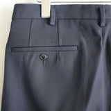 HEUGN EX. Navy Backsatin Gabardine 2-Tuck Trousers "George"