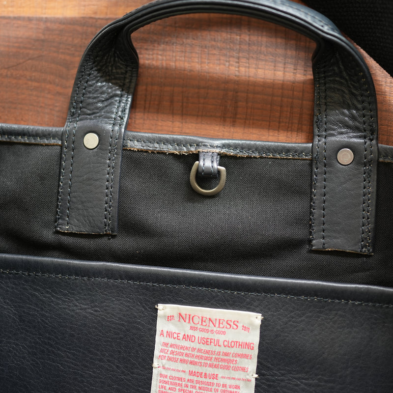NICENESS CORE BROWN COW LEATHER SHOULDER  TOTE BAG "L.LEDZ"