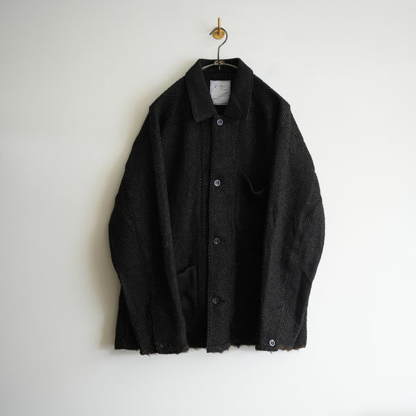 ANCELLM DAMAGE WOOL HERRINGBONE COVERALL